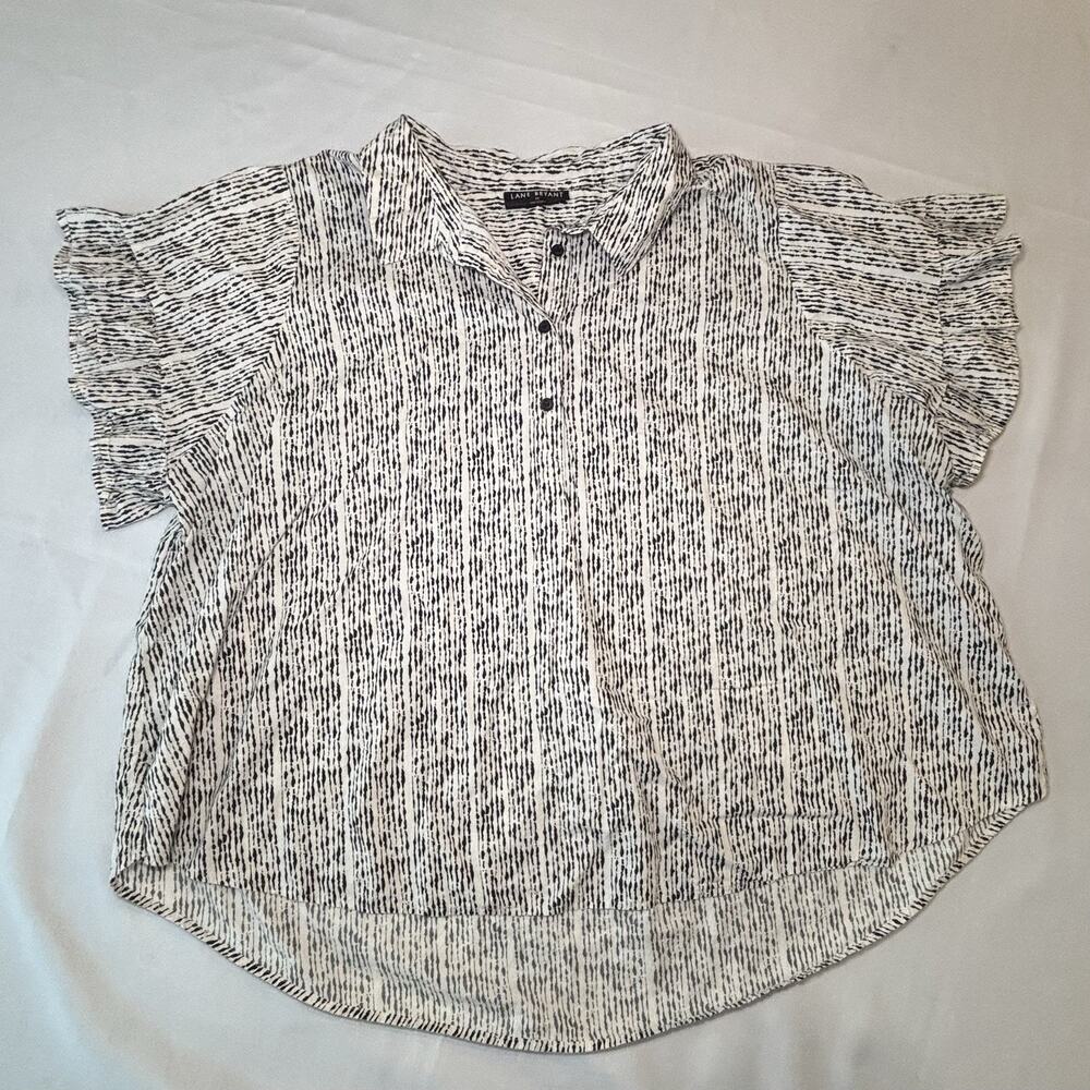 Lane Bryant Women’s Plus Size 24 Blouse Button Up Black & White
